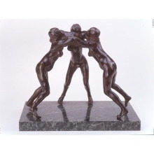 New design nude sexy female figurines metal naked girl statue